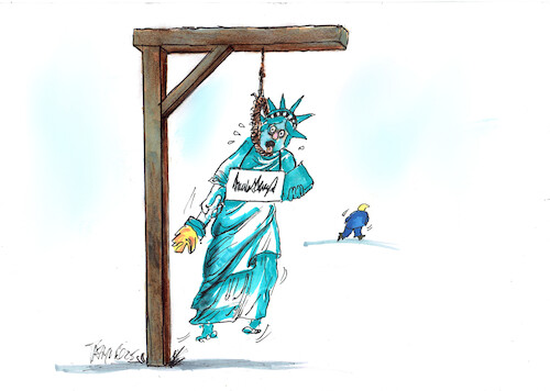 Cartoon: Das Dekret (medium) by Skowronek tagged dekret,trump,freiheitsstatue,usa,skowronek,cartoons