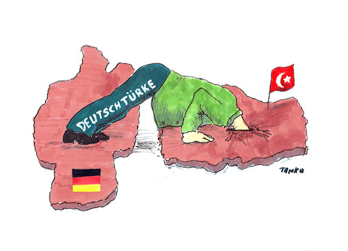 Cartoon: DEUTSCHTÜRKEN (medium) by Skowronek tagged erdogan,deutschland,türken,präsidialsystem,referendum,diktatur,wahlen