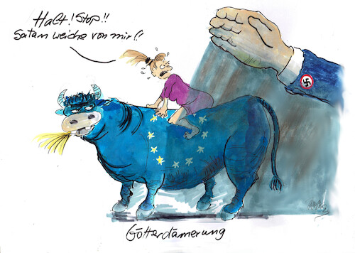 Cartoon: Götterdämmerung (medium) by Skowronek tagged europa,nazis,rechte,wahlen,skowronek,cartoons