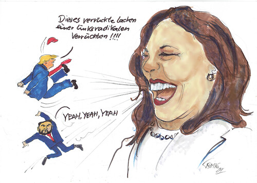 Cartoon: Kamala Harris (medium) by Skowronek tagged biden,trump,wahlen,usa,demokraten,republikner,skowronek,cartoons,karikaturen,demokratie,diktatur,kamala,harris,vance,lachen,republikaner,sskowronek