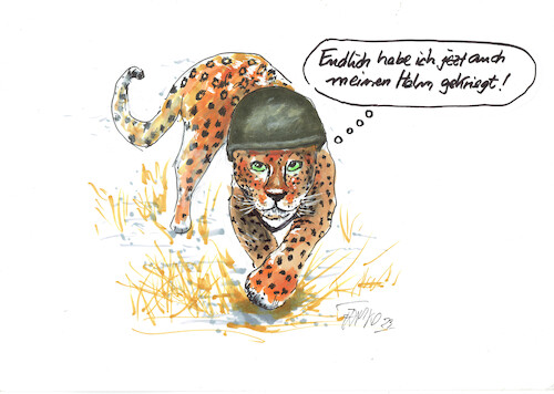Cartoon: Leopard (medium) by Skowronek tagged olaf,scholz,ukraine,russland,krieg,panzer,rüstung,soldaten,millitär,skowronek,cartoon,karikatur