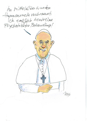 Cartoon: Papst Franziskus (medium) by Skowronek tagged kirche,sexuallität,franziskus,homosexualität