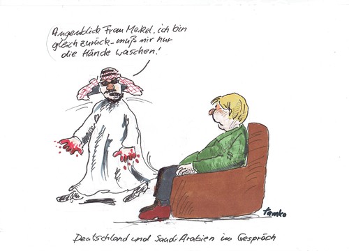 Cartoon: Saudis (medium) by Skowronek tagged islam,saudi,arabien,merkel