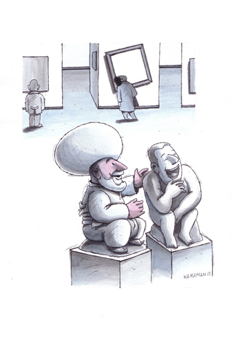 Cartoon: Der Denker und Nasreddin Hodscha (medium) by Mehmet Karaman tagged denker,humor,lachen