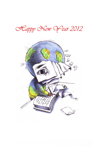 Cartoon: Vom blauen Planeten (medium) by Mehmet Karaman tagged year,new,happy