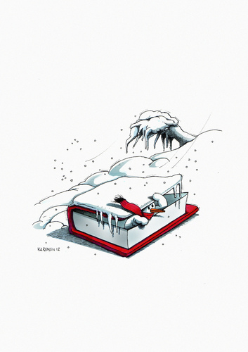 Cartoon: Winterschlaf (medium) by Mehmet Karaman tagged winter,kälte,buch,lesen,schneemann