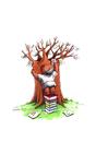 Cartoon: Der Weise Baum (small) by Mehmet Karaman tagged kind,baum,bücher,blätter
