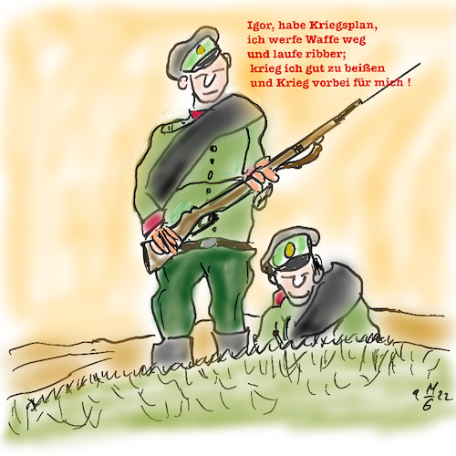 Cartoon: Kriegsplan (medium) by legriffeur tagged ukraine,ukrainekonflikt,krieg,russland,teilmobilmachunginrussland,europa,soldaten,fahnenflucht,kriegsplan