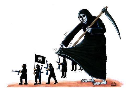 Cartoon: Death and ISIS (medium) by Makhmud Eshonkulov tagged isis,is
