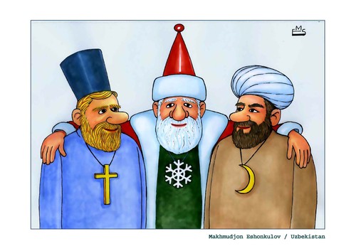 Cartoon: Noviy God (medium) by Makhmud Eshonkulov tagged noviy,god