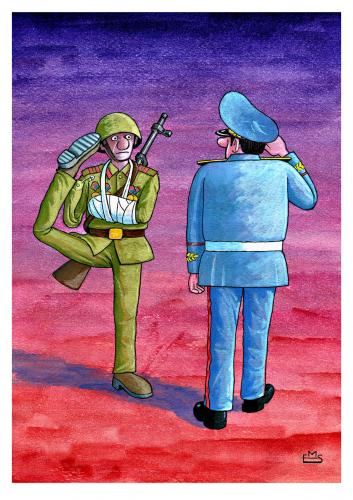Cartoon: Soldier (medium) by Makhmud Eshonkulov tagged soldier,saluting,military,war