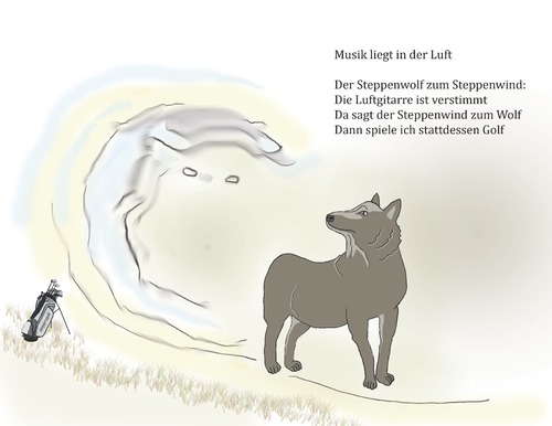 Cartoon: Musik liegt in der Luft (medium) by gege tagged luft,golf,steppe,steppenwolf,luftgitarre,musik