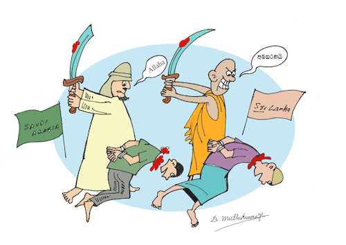 Cartoon: Stop Religious violence (medium) by damayanthi tagged war,bbs,sri,lanka