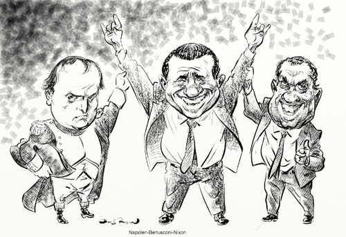 Cartoon: Berlusconi and friends (medium) by Bob Row tagged nixon,napoleon,berlusconi