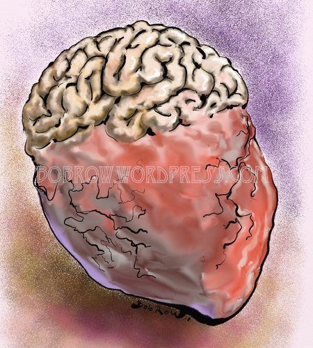 Cartoon: Brain-Heart (medium) by Bob Row tagged brain,heart,intelligence,sensibility,emotions,philosophy,psychology