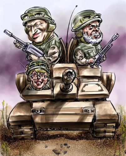 Cartoon: Latin America arms race (medium) by Bob Row tagged latin,america,military,chavez,lula,bachelet