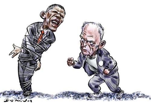 Cartoon: Obama_Eisenhower (medium) by Bob Row tagged obama,eisenhower,military,lobby