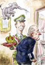Cartoon: Juan Carlos out Felipe in (small) by Bob Row tagged spain,juan,carlos,felipe,monarchy,corruption,scandals