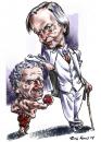 Cartoon: Norman Mailer and Tom Wolfe (small) by Bob Row tagged mailer wolfe writer literature