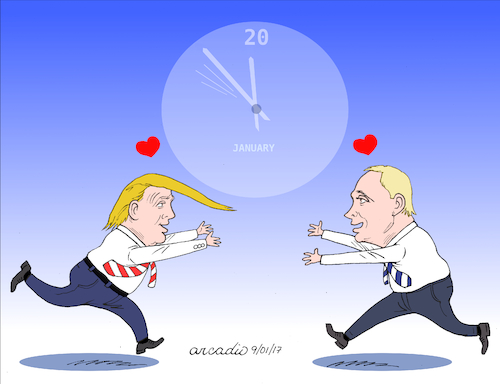 Cartoon: A presidential dream comes true. (medium) by Cartoonarcadio tagged putin,trump,diplomacy,usa,russia,relationship