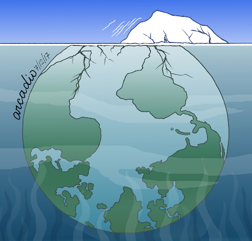 Cartoon: A torn planet. (medium) by Cartoonarcadio tagged planet,earth,environment,pollution,global,warming