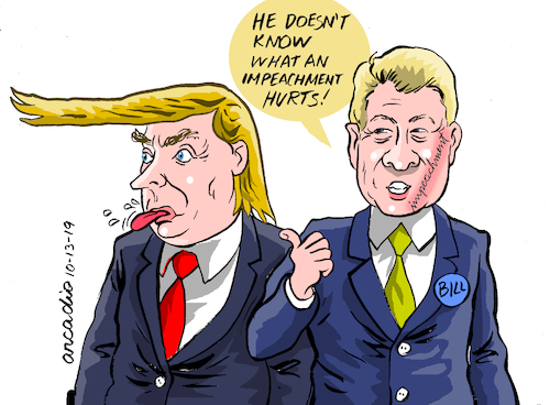 Cartoon: An impeachment hurts. (medium) by Cartoonarcadio tagged impeachment,trump,clinton,usa