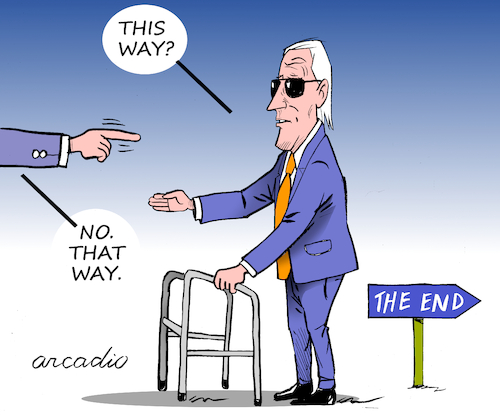 Cartoon: Biden and His Race for the Pres (medium) by Cartoonarcadio tagged biden,democrats,us,elections,democracy
