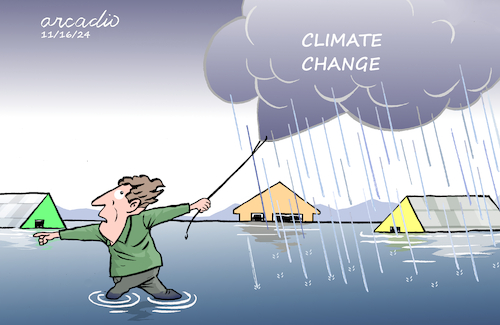 Cartoon: Climate change causes increased (medium) by Cartoonarcadio tagged nature,climate,change,earth,flooding