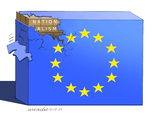 Cartoon: Destructive nationalism. (medium) by Cartoonarcadio tagged nationalism,european,union,governments,politicians