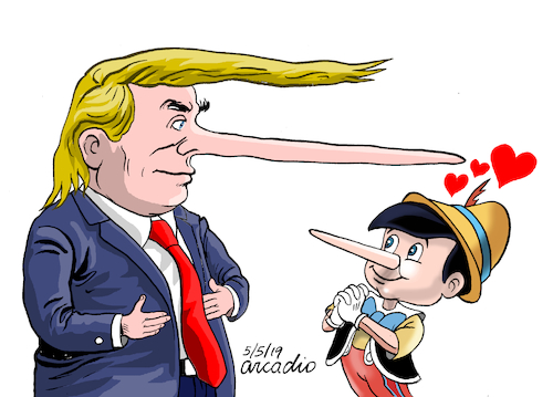 Cartoon: Enchanted Pinocchio. (medium) by Cartoonarcadio tagged trump,pinocchio,usa,white,house,wadhington