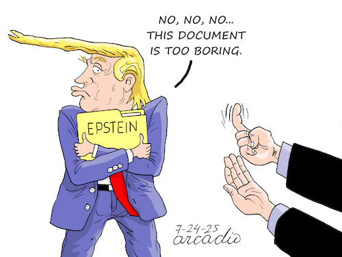 Cartoon: EPSTEIN CASE - A VERY HOT FILE. (medium) by Cartoonarcadio tagged epstein,courts,trump,america