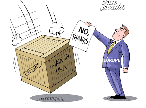 Cartoon: EUROPE DOES NOT WANT AMERICAN PR (medium) by Cartoonarcadio tagged economy,america,europe,exports