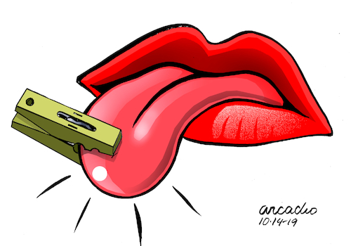 Cartoon: Freedom of Expression. (medium) by Cartoonarcadio tagged freedom,expression,human,rights