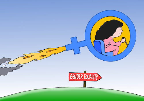 Cartoon: Gender equality (medium) by Cartoonarcadio tagged march,gender,equality,women,human,rights
