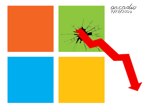 Cartoon: Global Microsoft crash (medium) by Cartoonarcadio tagged microsoft,internet,web,media