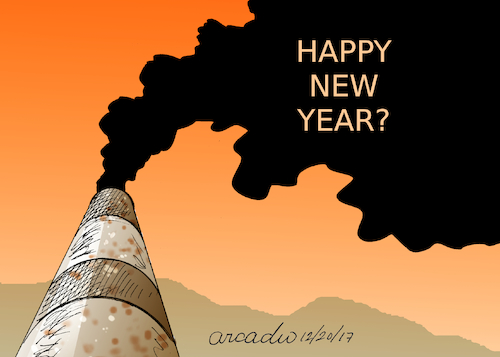 Cartoon: Happy New Year? (medium) by Cartoonarcadio tagged pollution,environment,climate,change
