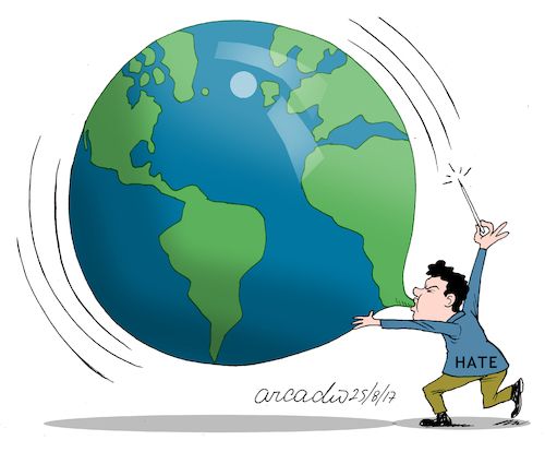 Cartoon: Hate in the world. (medium) by Cartoonarcadio tagged hate,world,conflicts,radicalism,political,issues