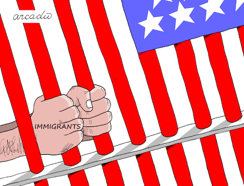 Cartoon: Immigrants in the U.S. (medium) by Cartoonarcadio tagged immigrants,usa,american,dream