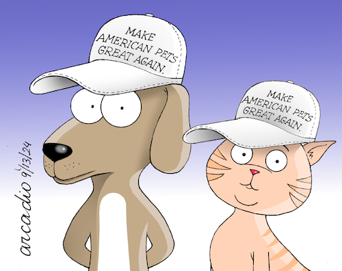 Cartoon: Let cats and dogs not be eaten. (medium) by Cartoonarcadio tagged pets,america,trump,us,elections