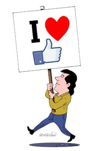 Cartoon: Love social networks. (medium) by Cartoonarcadio tagged internet,social,networks,facebook,twitter,youtube