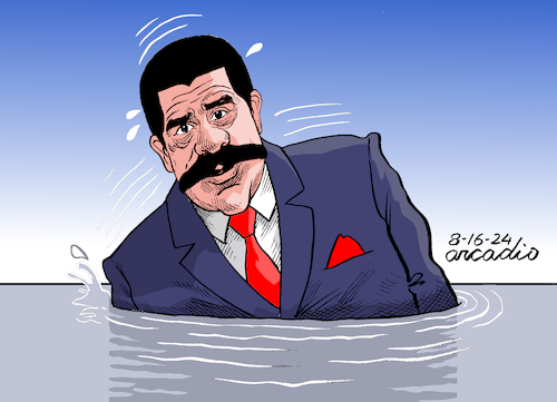 Cartoon: Maduro is sinking. (medium) by Cartoonarcadio tagged maduro,venezuela,politician,dictator