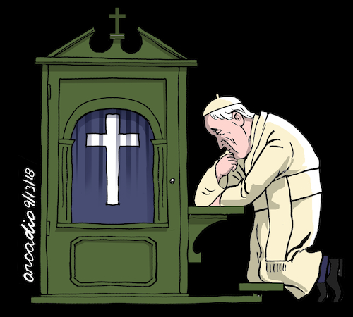 Cartoon: Mea culpa. (medium) by Cartoonarcadio tagged catholic,church,vatican,pope,francis