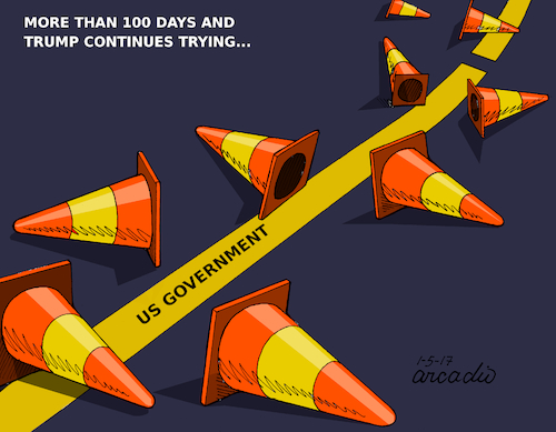 Cartoon: More than 100 days... (medium) by Cartoonarcadio tagged trump,us,government,usa,100,days