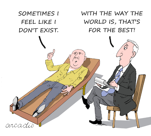 Cartoon: My psycologist and reality. (medium) by Cartoonarcadio tagged reality,us,psycologist