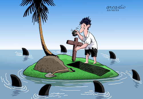 Cartoon: No possibilities. (medium) by Cartoonarcadio tagged humor,island,cross,cartoon