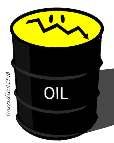 Cartoon: Oil prices down (medium) by Cartoonarcadio tagged oil,prices,market,gasoline,energy