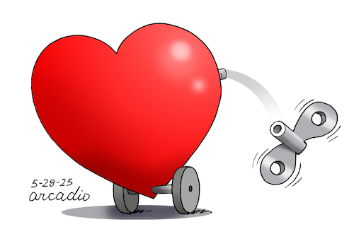 Cartoon: Peace and love in war times. (medium) by Cartoonarcadio tagged love,peace,hope,education,dialogue