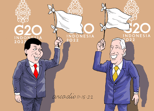 Cartoon: Peace in the G20 Summit. (medium) by Cartoonarcadio tagged hina,us,g20,indonesia,peace