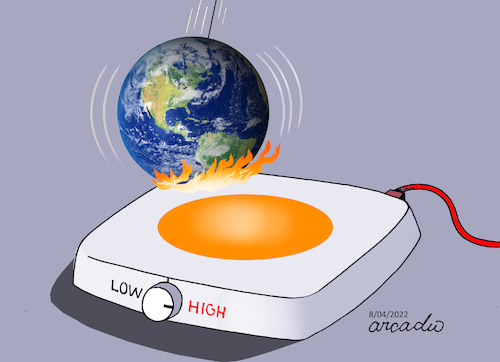 Cartoon: Planet Earth and fire. (medium) by Cartoonarcadio tagged planet,earth,high,temperatures,global,warming