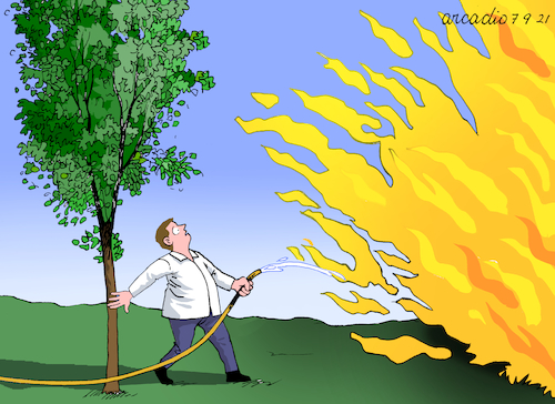Cartoon: Protecting the forest. (medium) by Cartoonarcadio tagged fires,forest,climate,change,global,warming,environment